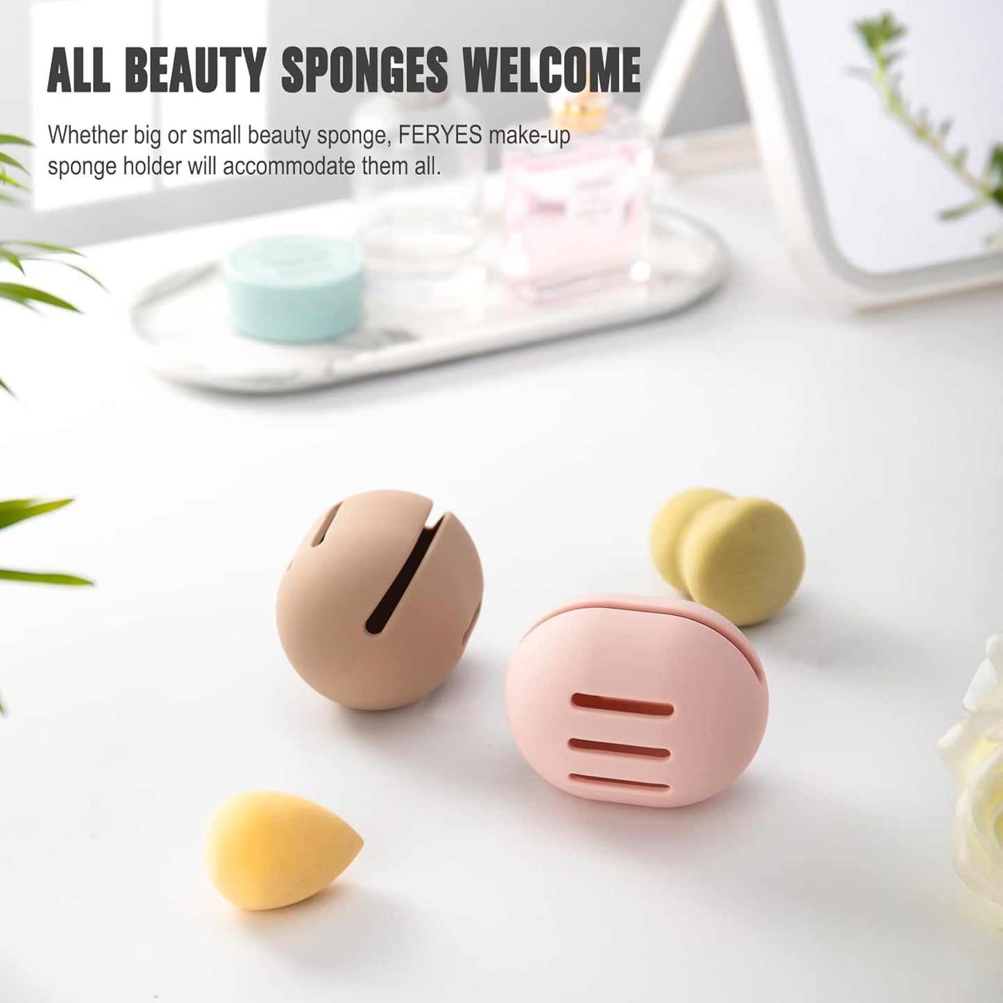 2 PCS Makeup Sponge Holder – Shatterproof Eco-Friendly Silicone Beauty Make up Blender Case for Travel - Pink