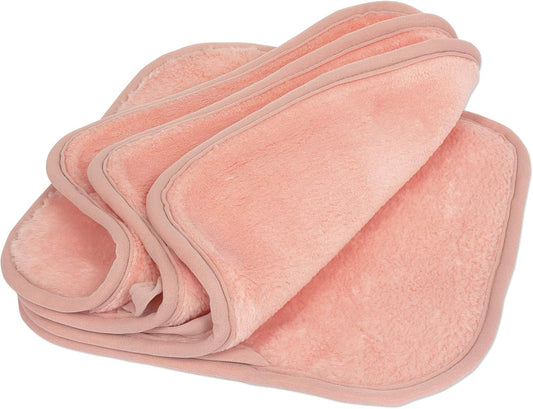Makeup Removal Cleaning Cloth, Washable and Reusable, 8 by 8 Inches, Coral, Pack of 4
