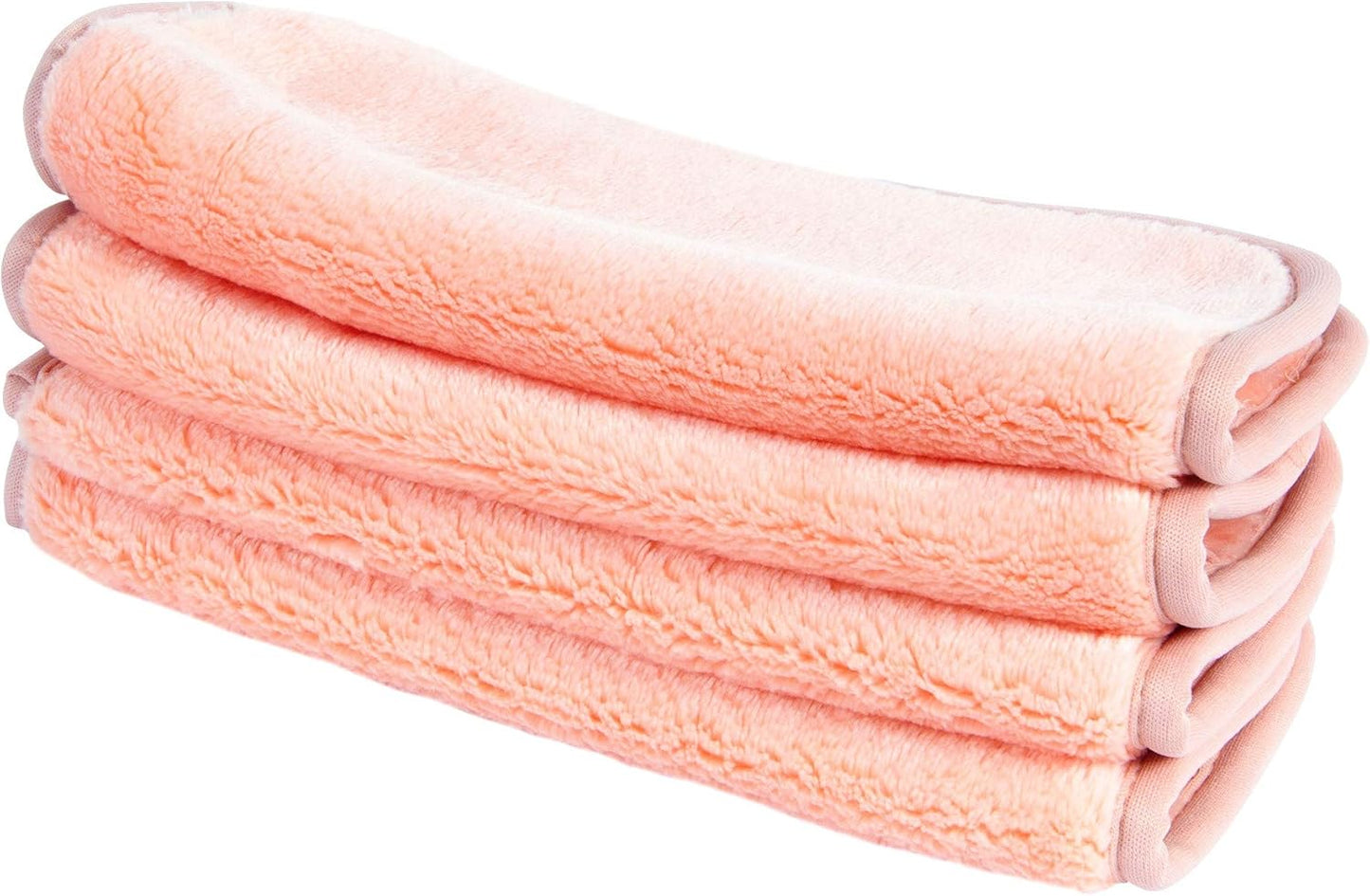 Makeup Removal Cleaning Cloth, Washable and Reusable, 8 by 8 Inches, Coral, Pack of 4